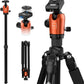 Geekoto 73-Inch Camera Tripod - Lightweight DSLR Tripod with 360° Ball Head & Quick Release Plate, Supports Up to 33.07 lbs, Portable for Travel & Outdoor Photography