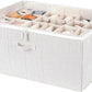 StorageWorks Shoe Organizer for Closet, Fits up to 24 Pairs, Shoe Cubby Storage Containers with Adjustable Dividers and Clear Cover, Gray and White Stripes