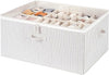 StorageWorks Shoe Organizer for Closet, Fits up to 24 Pairs, Shoe Cubby Storage Containers with Adjustable Dividers and Clear Cover, Gray and White Stripes