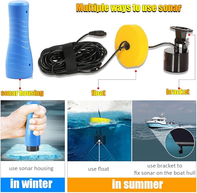 LUCKY Small Portable Fish Finder Kayak Sonar Handheld Fish Finders Ice Fishing Castable Depth Finder Boat Fisherman Gifts