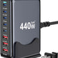 440W USB C Charger Block, 8-Port Fast USB Charging Station Dual PD 100W GaN Ⅲ Pro Charging Station For Multiple Devices, Laptop Charger Adapter Compatible with MacBook, DELL, iPad, iPhone, Samsung etc