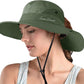 ZOORON Women's Ponytail Safari Sun Hat,Wide Brim UV Protection Outdoor Bucket Hat,Foldable Beach Summer Fishing Hat