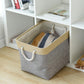 TheWarmHome Storage Basket for Organizing - Fabric Large Cubes 3 Pack 16x12x12 inch Baskets, Cube Storage Bin for Shelves Organizer Closet Cloth Gift Toy (Gold & Grey)