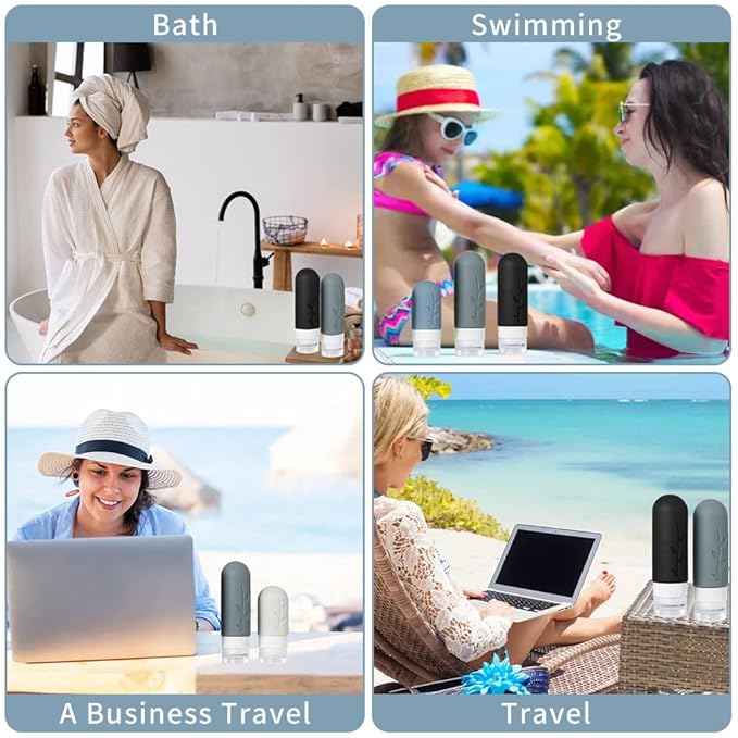 18pack Travel Bottles for Toiletries,TSA Approved Silicone Travel Containers for Toiletries,Leak Proof Refillable Liqus Shampoo And Conditioner travel Essentials toiletry Bottles