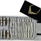 Velvet Travel Jewelry Case Roll Bag Organizer for Necklace Bracelet Earrings Ring (Black) (Black and Grey)