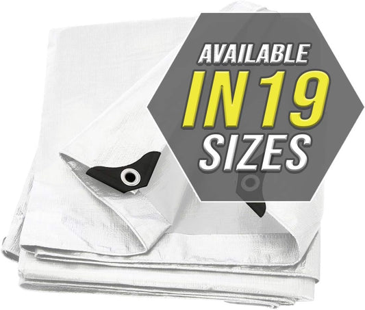 Large Waterproof Tarp - Heavy Duty 10 Mil Thick Poly Tarpaulin Ideal for Canopy Tents, Boats, RV or Pool Covers - Multipurpose Protective Tarps with Grommets for Indoor and Outdoor Use | 40' x 40'