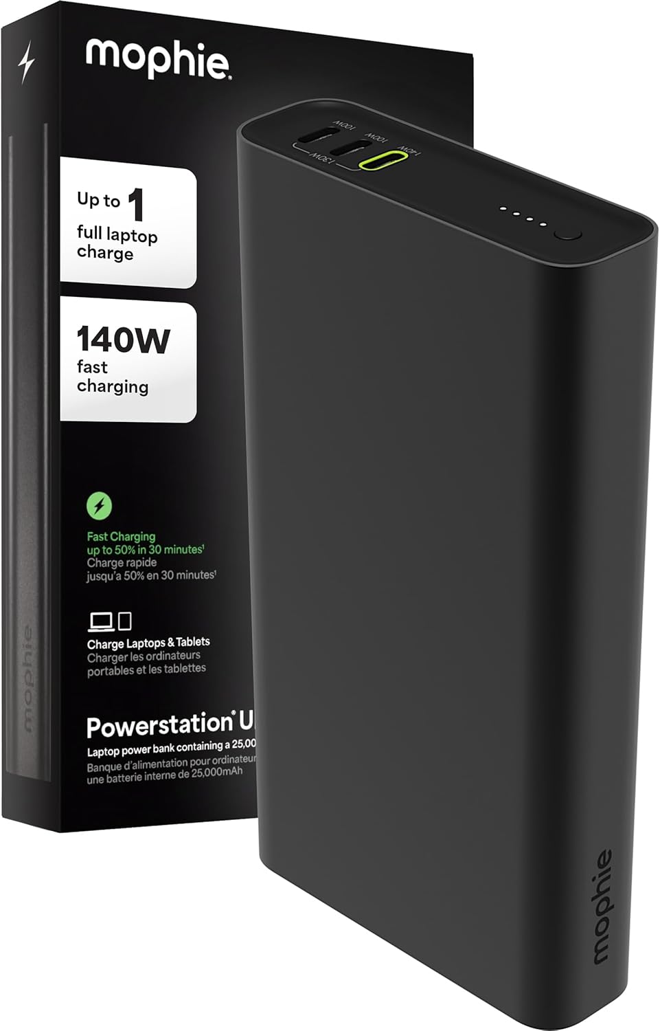 Mophie Powerstation Ultra 25,000mAh Laptop Power Bank (Gen 3) – 140W USB-C PD Fast Charging, Portable Charger for iPhone, iPad, MacBook Pro, Steam Deck, Nintendo Switch – Includes USB-C Cable - Roamly