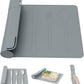Utensil Box, Tableware Silicone Portable Box Silverware mat, Suitable for Kitchen Utensils, Portable Outdoor Camping Spoon Fork Utensils Storage mat (Gray)