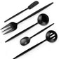 Matte Black Serving Silverware Set, 5-Piece Round Shared Utensils Set of Stainless Steel, Hostess Flatware Serving Set, Satin Finish, Dishwasher Safe