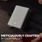 Jenoss Smart Wallet For Men & Women: Full Grain Leather, Handcrafted, Slide Metal Pop Up Case, Slim RFID Blocking Credit Card Holder Minimalist Compact 12 Cards Slot Organizers ID Clip (Grey & Black)