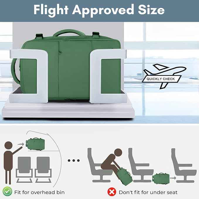 Taygeer Travel Backpack for Women Men, 40L Airline Approved Carry On Backpack with 17.3 inch Laptop Compartment, TSA Friendly Daypack, Backpack for Business Hiking Travel, Peridot Green