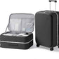 mixi 26 Inch Large Checked Luggage PC Hard Shell Suitcase Top Opening Aluminum Frame Travel Suitcases with Wheels, Black