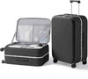 mixi 26 Inch Large Checked Luggage PC Hard Shell Suitcase Top Opening Aluminum Frame Travel Suitcases with Wheels, Black