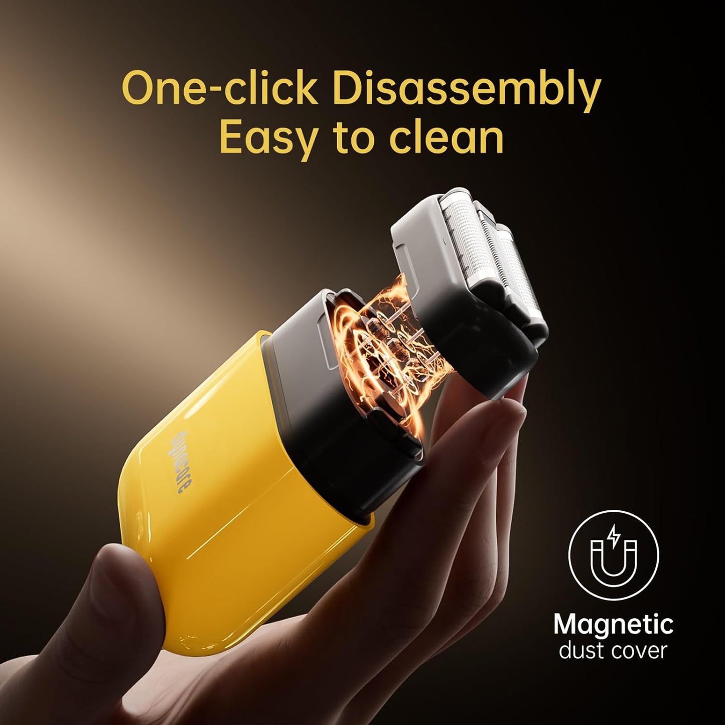 Mini Steel Electric Foil Shavers for Men: Upgraded Mini Electric Razor– Portable Travel Shaver with IPX7 Waterproof, Ultra-Long BatteryLife, and Triple Blade Technology Mini Razor (Sunburst Yellow)
