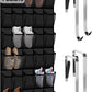 Over the Door Shoe Organizer with 30 Breathable Mesh Pockets - Large Capacity Closet Storage for Men & Women, Hanging Shoe Rack Organizer (Solid black)