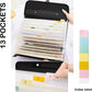 12 Pockets Letter Size/A4 Accordion File Organizer with Handle, TRANBO Expanding File Folder, Portable Paper Organizer, Expandable Plastic Document Organizer for Travel School Office - Black