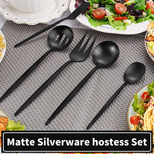 Matte Black Serving Silverware Set (4 Count)
