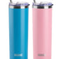 koodee 20 oz Tumbler with Lid and Straw-2 Pack Stainless Steel Insulated Coffee Tumbler Cup, Beach Cup Mug for Women/Men Diy Birthday Gift (Sky Blue-Pink)