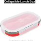 1000ml Collapsible Bento Lunch Box - Silicone Food Storage Container, Foldable Food Container with 2-in-1 Spoon Spork and Airtight Lid, Microwave Safe, Red