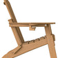 Folding Adirondack Chair - Extended Ergonomic Backrest, Cup Holder - Easy Assembly - Durable HDPE Plastic, Weather Resistant & Maintenance-Free - Lawn, Patio, Deck Supports 380lbs Teak