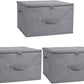 ANMINY 3PCS Storage Bins with Zipper Lids 36 Qt Lidded Fabric Storage Boxes Baskets Cubes with Handles Collapsible Washable Cotton Linen Closet Shelf Clothes Organizer Containers - Gray, Large
