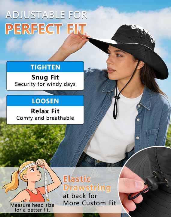 UPF 50+ Wide Brim Sun Hat with Neck Flap (2 Count)