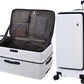 29 Inch Aluminum Checked Luggage with Side Opening Zipper, 40 * 37 * 77cm, 113L, Lightweight Hardshell ABS+PC Suitcase with TSA Lock, 360° Universal Wheels, White
