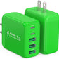 50W USB C Wall Charger Block,5-Port C Charger Fast Charging Block PD Power Adapter +QC 3.0 Multiport Type C Box Charger Cube USB A Wall Plug for iPhone 16/15/14/13 Pro Max Plus,Samsung(Green)(2-Pack) - Roamly