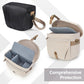 BAGSMART Camera Bag, SLR DSLR Canvas Crossbody Camera Case, Compact Camera Shoulder Bag with Rain Cover for Women and Men, Ivory White