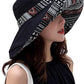 Women Wide Brim Sun Hats Metal Wired Edge Summer UV Protection Beach Fishing Hat for Hiking Garden Travel Chin Strap
