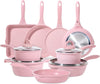 JEETEE Pink Pots and Pans Set Nonstick 23pcs, Healthy Kitchen Cookware Sets, Induction Cooking Set Pink Frying Pans, Saucepans, Sauté & Griddle & Crepe Pan (PFOA Free)