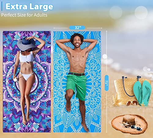 Microfiber Beach Towel with Bag Oversized 71x32 Sand Free 4 Pack (4 Count)