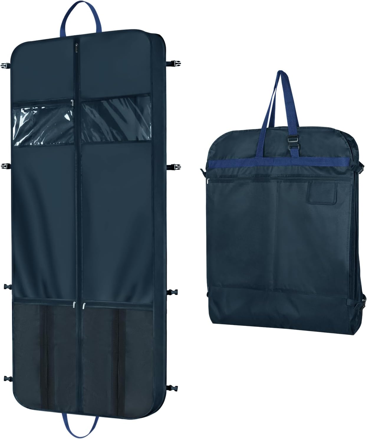 Zilink 60" Garment Bags for Travel Dress Travel Bag for Closet Storage Fur Coat Storage Bag with Adjustable Handles and Stable Buckles for Suits, Dresses, Navy Blue