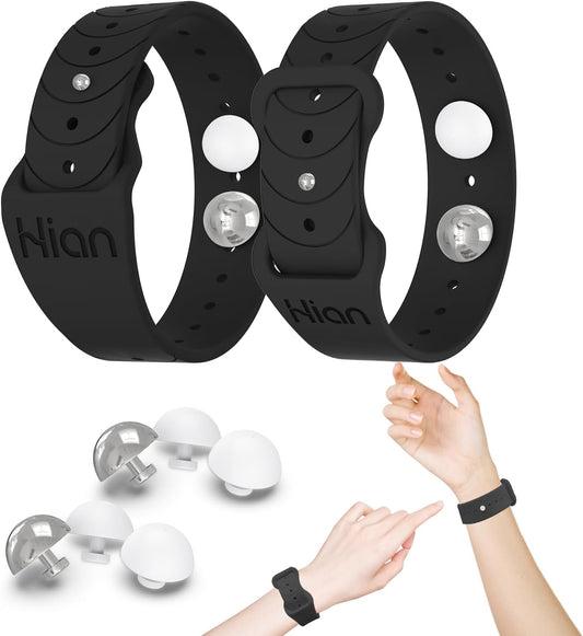 Motion Sickness Bands Sea Sickness Wristbands Adjustable Acupressure Nausea Wristband/,Natural Relief of Nausea Headaches,Insomnia,Anxiety,Sleep Aid, Morning Sickness,Motion Sickness（1Pair Black）