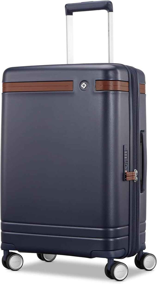 Virtuosa Hardside 21 Inch Carry On Luggage - Airline Approved with 360° Spinner Wheels, RightHeight™ Adjustable Handle - Zippered WetPak™ - TSA Lock - Expandable Light Polycarbonate Shell - Navy