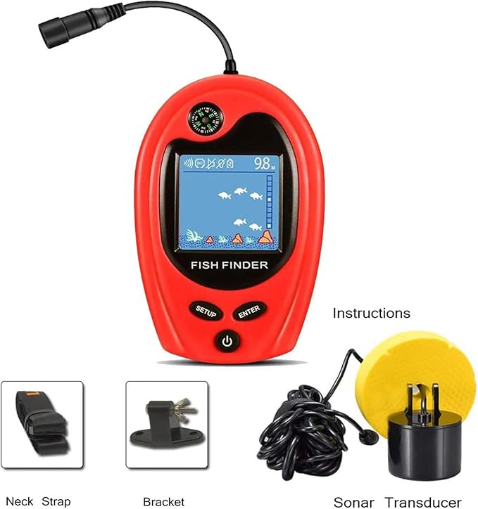 LUCKY Sonar Portable Fish Finder Transducer Wired Water Depth Finders Boat Kayak Transducer Fish Finder Handheld Fishing Gifts for Men