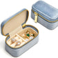 TAIMY Mini Jewelry Travel Case, Velvet Small Travel Jewelry Box, Portable Jewelry Travel Organizer Box for Rings Earrings Necklaces, Gifts for Women Girls(Blue)