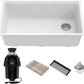 Kraus KGUW1-33WH-100-100, Bellucci Workstation 32 in. Undermount Granite Composite Single Bowl Kitchen Sink in White with WasteGuard 1 HP Continuous Feed Garbage Disposal and Accessories