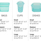 Zip Top Reusable Food Storage Bags | Full Set of 8 [Gray] | Silicone Meal Prep Container | Microwave, Dishwasher and Freezer Safe | Made in the USA