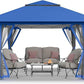 CROWN SHADES 13x13 Pop Up Gazebo, Canopy Tent, Gazebos on Clearance - Outdoor Gazebo for Backyard & Patio Furniture - Carpa Pop Up Tent with Wheeled STO-N-Go Cover Bag (Blue)