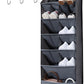 Over the Door Shoe Organizer, Grey 16 Pockets Hanging Shoe Storage Rack with Large Deep Pockets, Oxford 600D Fabric Shoe Storage Rack with 6 hook for Shoes, Home Accessories etc (Grey, 1-Grid)