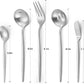 Matte Serving Silverware Set, 5-Piece Round Shared Utensils Set of Stainless Steel, Hostess Flatware Serving Set, Satin Finish, Dishwasher Safe