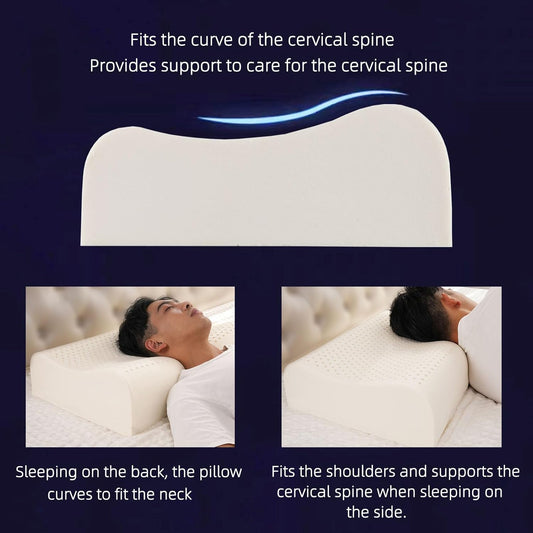High-Profile Nature Latex Foam Pillow,Slightly Soft for Cervical Support，Thick Cervical Neck Contour Pillow for Stomach/Side/Back Sleepers，for Wide Shouldered People (23.6"×15.7"×4.5"/5.3")
