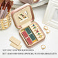 TAIMY Travel Jewelry Case,Small Plush Velvet Travel Jewelry organizer,Portable Mini Travel Jewelry Boxes for Rings Earrings Necklaces Bracelets(Blush Peach,with Mirror)