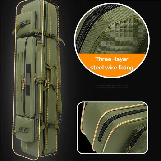 Suwequest Portable Widened Fishing Rod Bag Waterproof Fishing Bag Multi Functional Big-Capacity Outdoor Sea Rod Tackle Bag