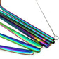7 Pcs Portable Flatware Set, 304 Stainless Steel Cutlery Set Travel Utensils Set with Fork Spoon Chopsticks Straws for Travel Camping Office School, Dishwasher Safe & Eco-Friendly (Rainbow)