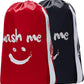 HOMEST 2 Pack XL Wash Me Travel Laundry Bag with Strap, Dirty Garments Organizer, Large Enough to Hold 4 Loads of Clothes, Easy Fit a Hamper or Clothing Basket, Black and Red