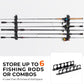 KastKing SafeGuard Fishing Rod Holder for Garage, Wall or Ceiling Mounted Fishing Rod Rack Storage Organizer, Fishing Pole Holder Holds 6 Rods or Combos in Less Than 18 Inches