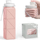 Collapsible Water Bottles, Portable Lightweight Reusable Leak-Proof BPA-Free Silicone Foldable Water Bottle for Travel Hiking Camping Gym Outdoor Activities Sports,Detachable for Dishwasher