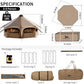 MC TOMOUNT Canvas Tent Bell Tent 16.4ft*9.2ft with Stove Jack for Glamping Family Camping Zipped Removable Floor